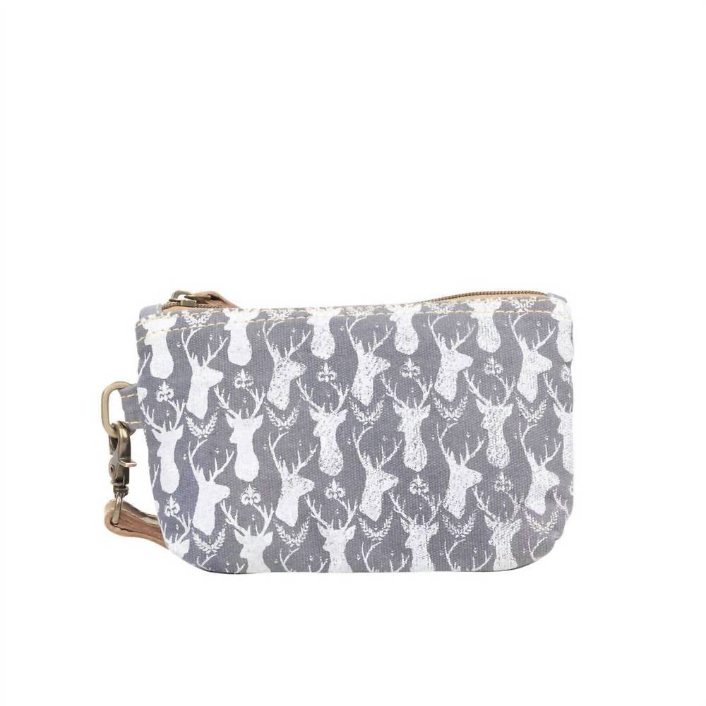 NEW CLEA RAY women's deer wristlet pouch in gray